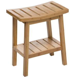 Stołek łazienkowy BAMBOO z półeczką na akcesoria 1062628 Stołek łazienkowy BAMBOO z półeczką na akcesoria 1062628