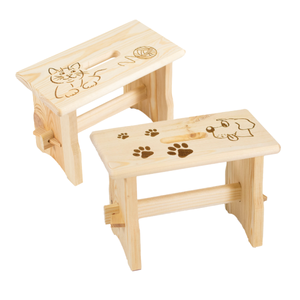 Stołek sosnowy z grawerem 30x16x20cm 1072249