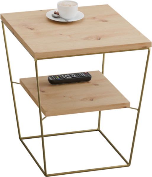 Stoliczek Nocny Druciany z Półką Glamour Złoty 915759