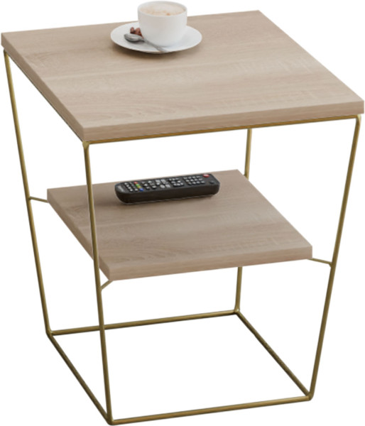 Stoliczek Nocny Druciany z Półką Glamour Złoty 915789