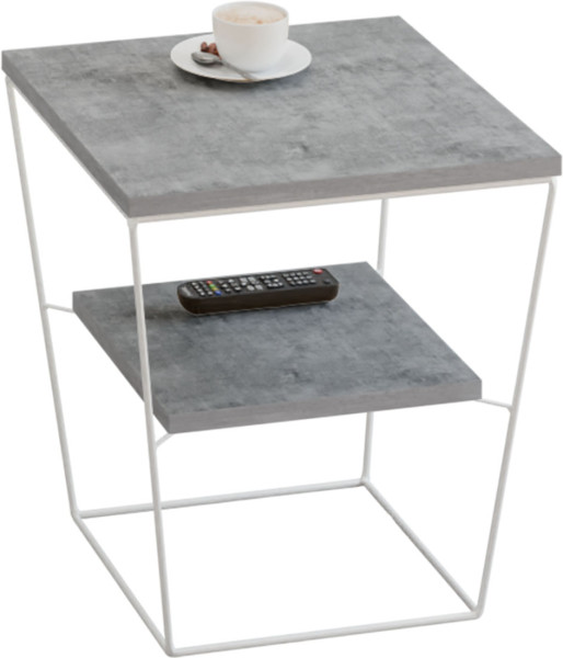 Stoliczek Nocny Druciany z Półką Industrial Biały 915786