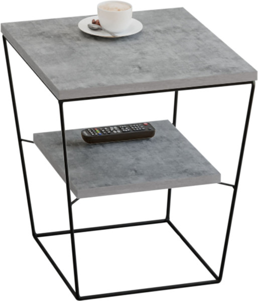 Stoliczek Nocny Druciany z Półką Industrial Czarny 915746