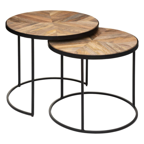 Stolik 2 szt. metal, drewno mango Thali 144441