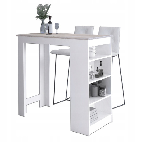 Stolik barowy AKORD Biały, Dąb Sonoma 115 cm 115x50x103 cm 303345
