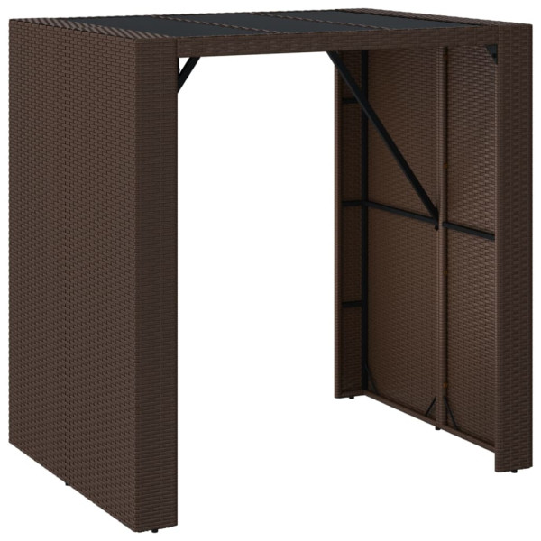 Stolik barowy ze szklanym blatem Brąz 105 x 80 x 110 cm Technorattan vidaXL 406592