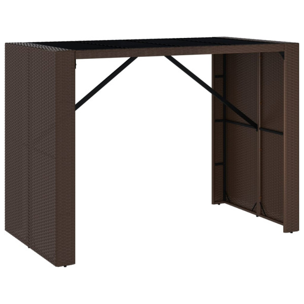 Stolik barowy ze szklanym blatem Brąz 145 x 80 x 110 cm Technorattan vidaXL 406518