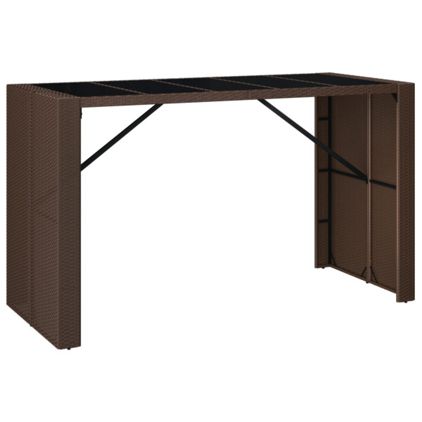 Stolik barowy ze szklanym blatem Brąz 185 x 80 x 110 cm Technorattan vidaXL 406627