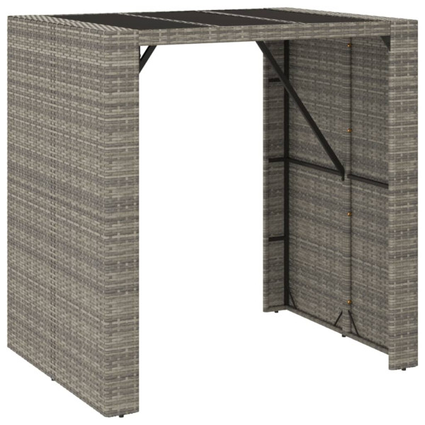 Stolik barowy ze szklanym blatem Szary 105 x 80 x 110 cm Technorattan 406586