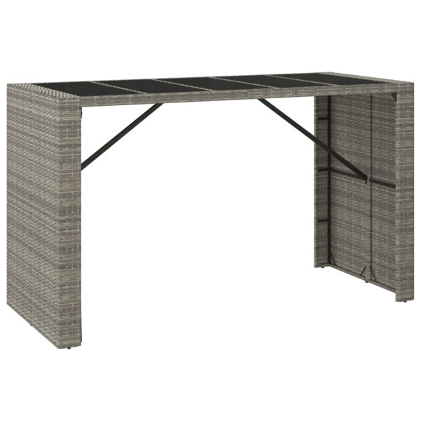 Stolik barowy ze szklanym blatem Szary 185 x 80 x 110 cm Technorattan 406520