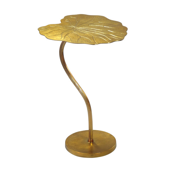 Stolik boczny aluminiowy złoty 40x38cm w kształcie liścia kawowy do salonu 1078661