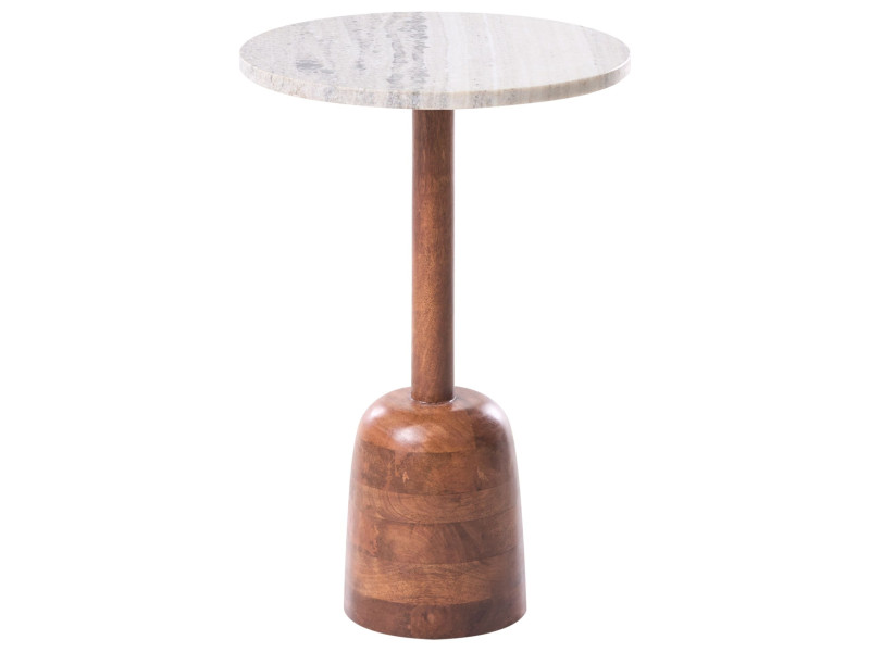 Stolik boczny do salonu drewno mango marmurowy blat 870390