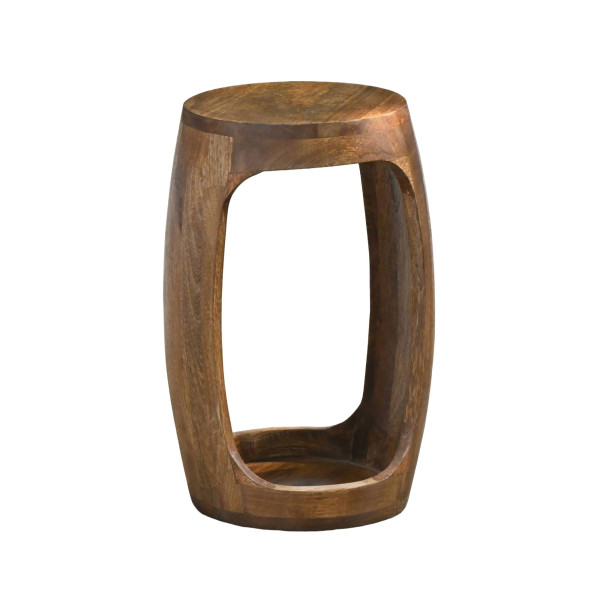 Stolik boczny Mango lite drewno okrągły 30cm, kawowy z półką, do salonu 1078655