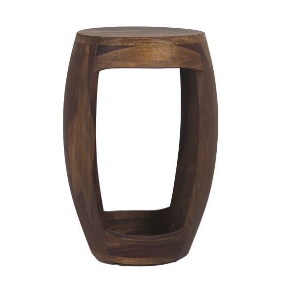 Stolik Boczny Sheesham Drewno Lite Okrągły 30cm Stolik Kawowy z Półką 821723