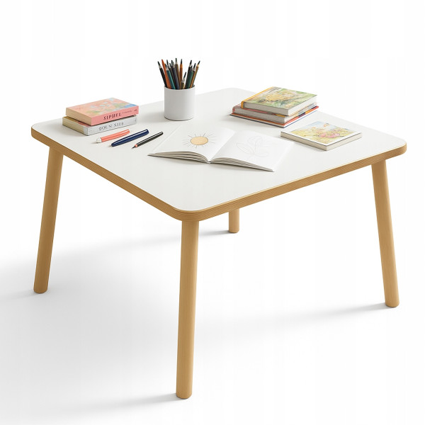 Stolik dla dzieci duży 70x70x47 cm stół drewniany do pokoju dziecka MDF 1057428