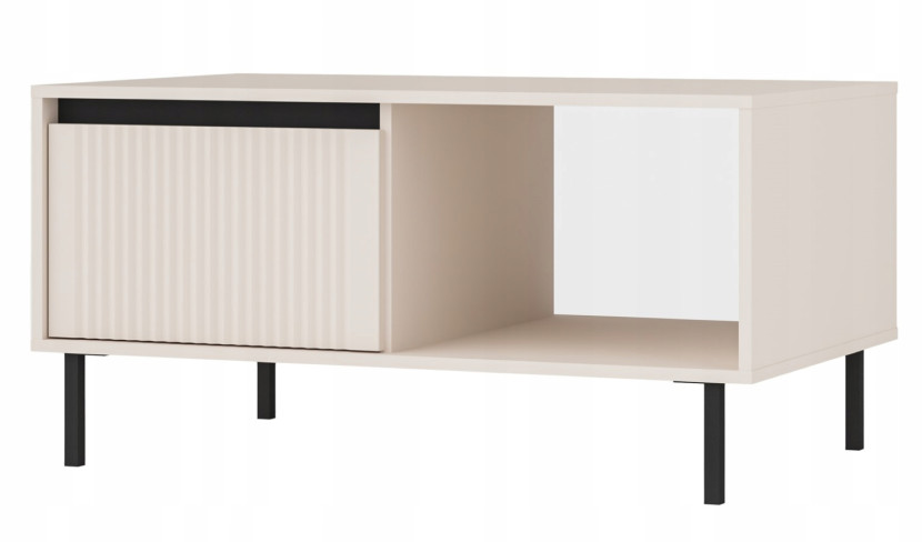 Stolik Kawowy 100 cm SALON ŁAWA Półka RYFLE BEŻOWY OSAKA 349755