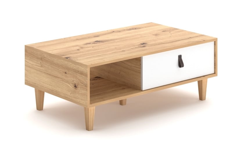 Stolik Kawowy 100 cm z Szufladą DĄB ARTISAN/BIAŁY 135360