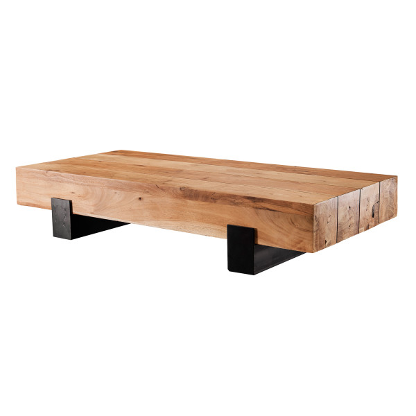 Stolik Kawowy 130 cm Drewno Akacjowe Metal Nowoczesny Brązowy Czarny 723895