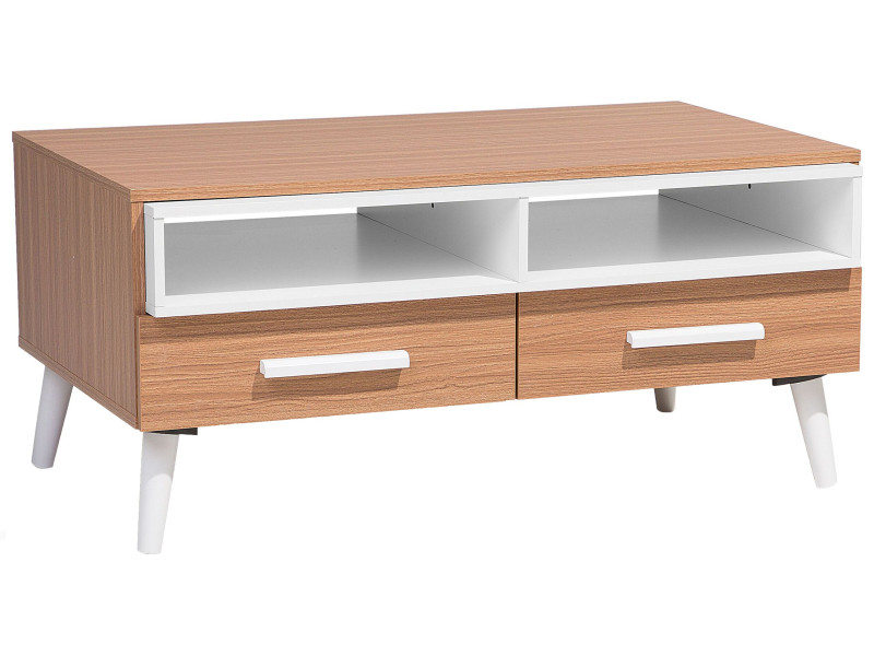 Stolik kawowy 2 szuflady ciemne drewno 63286