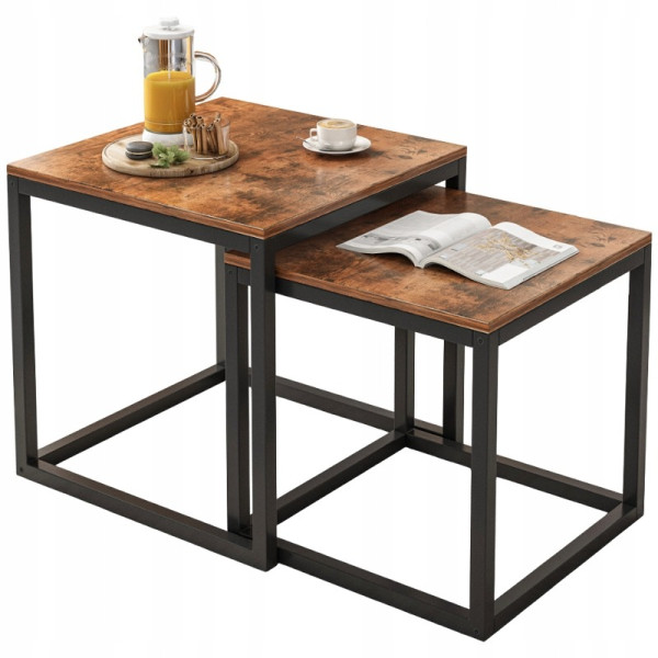 Stolik Kawowy 2w1 Zestaw Stolików 55 x 52 x 50 cm + 48 x 43 x 40 cm 716920