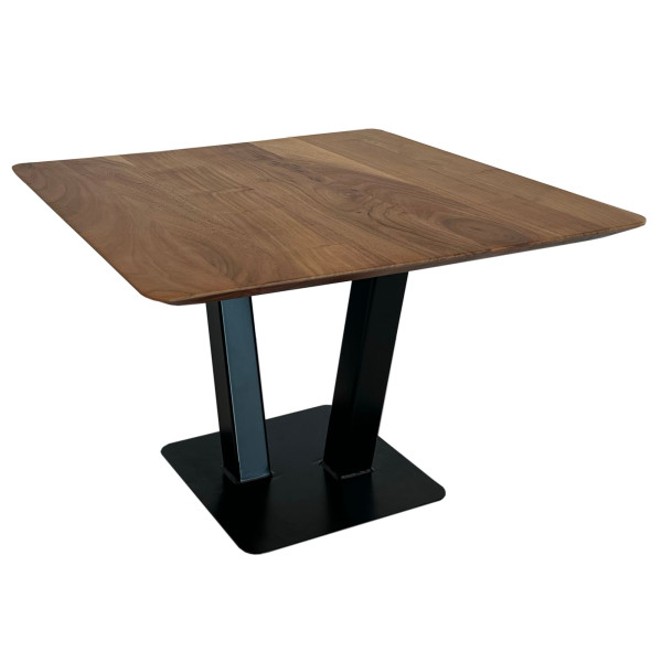 Stolik Kawowy 60 cm Akacja Drewno Masivne Metal Kwadratowy Nowoczesny 756037