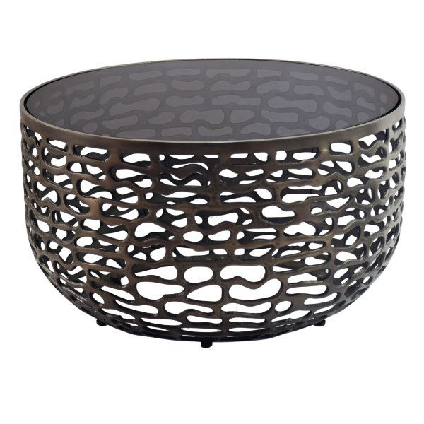 Stolik kawowy 60cm Alu Szkło Stolik do salonu Okrągły Metalowy Pomocniczy 1078652
