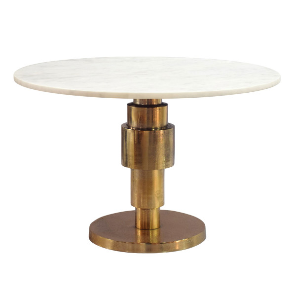 Stolik kawowy 60cm okrągły Marmur, Stolik do salonu, Stolik metal Biały 1078667