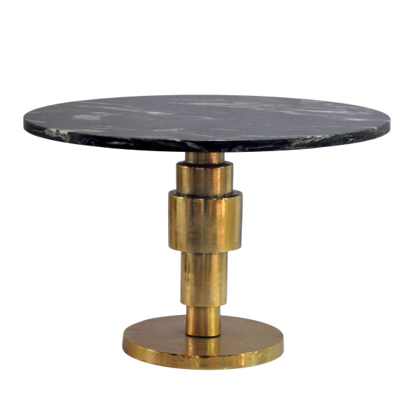 Stolik kawowy 60cm okrągły Marmur, Stolik do salonu, Stolik metal Czarny 1078683