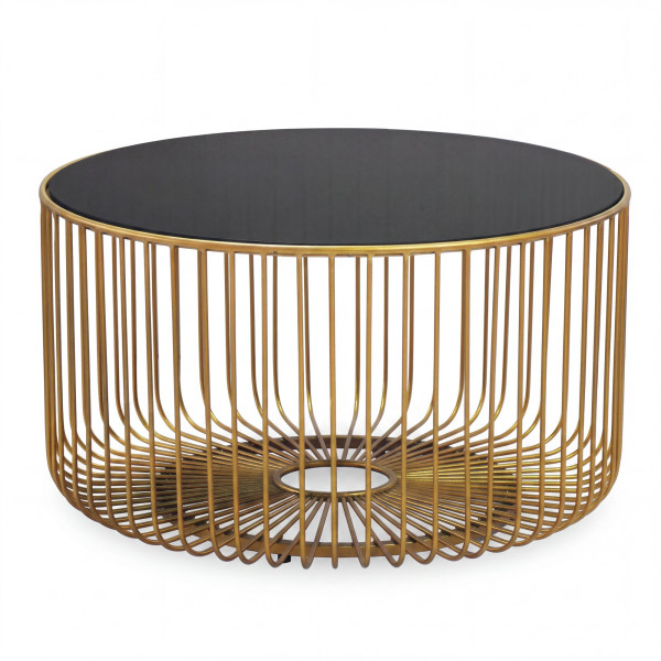 Stolik kawowy 60cm Sofatisch Metal Szkło Stolik salonowy Okrągły Złoty 1078675