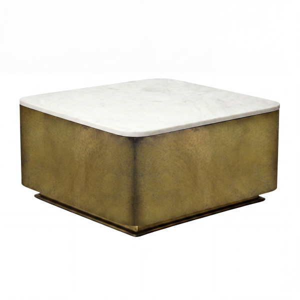 Stolik kawowy 60cm z białym marmurowym blatem do salonu pomocniczy Metal 1078674