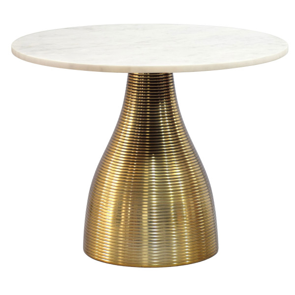 Stolik kawowy 60cm z marmurowym blatem, do salonu, metal, okrągły Biały 1078689