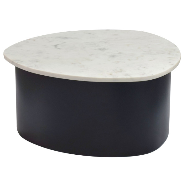 Stolik kawowy 63cm Marmur Biały Stolik do salonu pod sofę Metal Alu Czarny 1078676