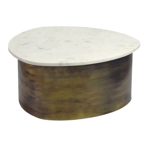 Stolik kawowy 63cm Marmur Biały Stolik do salonu pod sofę Metal Alu Złoto 1078672