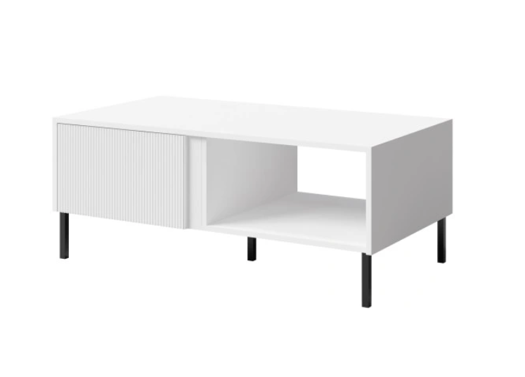 Stolik kawowy 8 MIA 110 cm z ryflowanym frontem Biały 348318