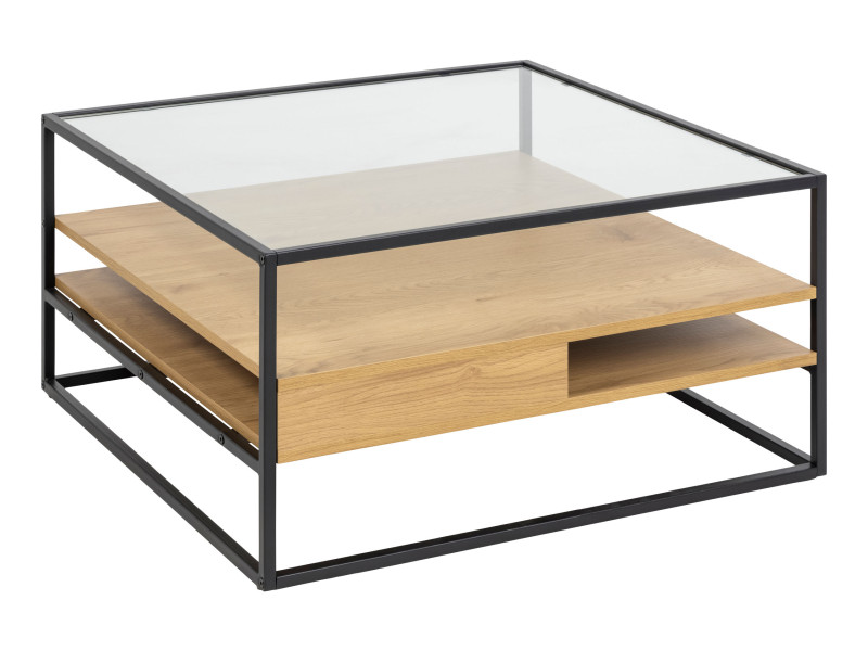 Stolik kawowy 80x80 cm Rocker loft ze szkłem z półką 999572