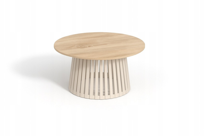 Stolik kawowy Abel 58 cm dąb sonoma – nowoczesny okrągły stolik do salonu 986244