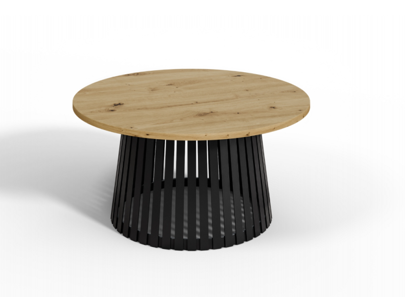 Stolik kawowy Abel 75 cm dąb artisan – nowoczesny okrągły stolik do salonu 986234
