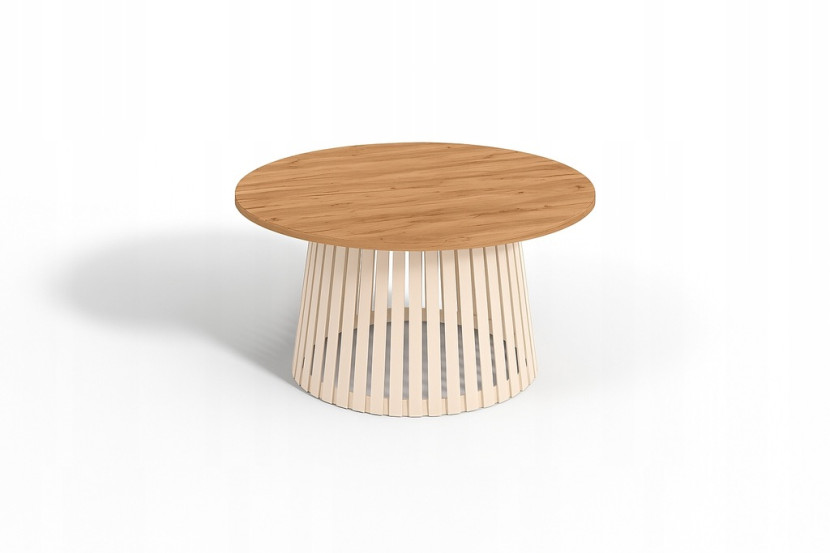 Stolik kawowy Abel 90 cm dąb craft – nowoczesny okrągły stolik do salonu 986226