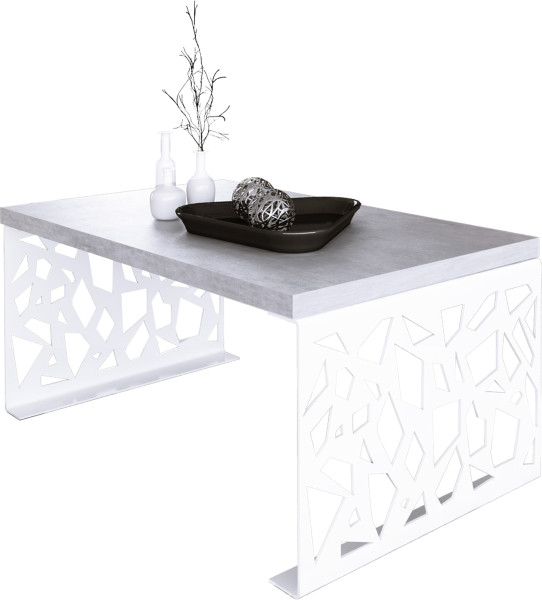 Stolik kawowy Abstrakcja Ława Nowoczesna Loft Metal Biały+Beton Jasny 913660