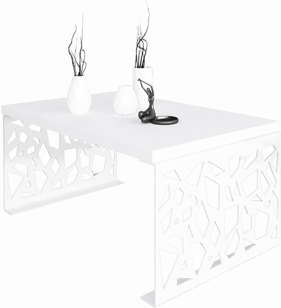Stolik kawowy Abstrakcja Ława Nowoczesna Loft Metal Biały+Biały Mat 913648