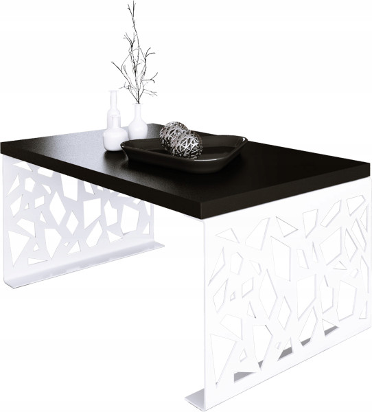 Stolik kawowy Abstrakcja Ława Nowoczesna Loft Metal Biały+Blat MiniPearl 913560