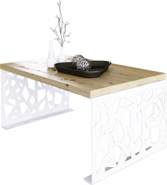 Stolik kawowy Abstrakcja Ława Nowoczesna Loft Metal Biały+Dąb Artisan 913610