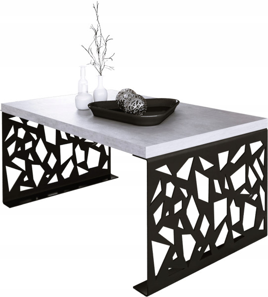 Stolik kawowy Abstrakcja Ława Nowoczesna Loft Metal Czarny+Beton Jasny 913615