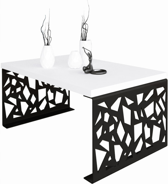 Stolik kawowy Abstrakcja Ława Nowoczesna Loft Metal Czarny+Biały Mat 913534