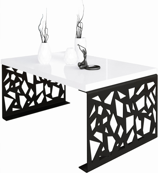 Stolik kawowy Abstrakcja Ława Nowoczesna Loft Metal Czarny+Biały Połysk 913640