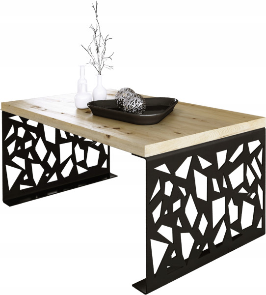 Stolik kawowy Abstrakcja Ława Nowoczesna Loft Metal Czarny+Dąb Artisan 913587