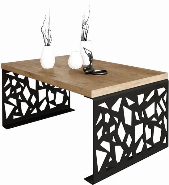 Stolik kawowy Abstrakcja Ława Nowoczesna Loft Metal Czarny+Dąb Lancelot 913566
