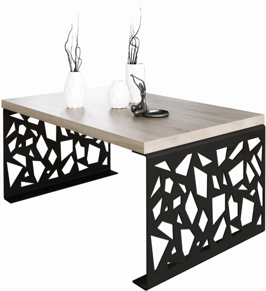 Stolik kawowy Abstrakcja Ława Nowoczesna Loft Metal Czarny+Dąb Sonoma 913668