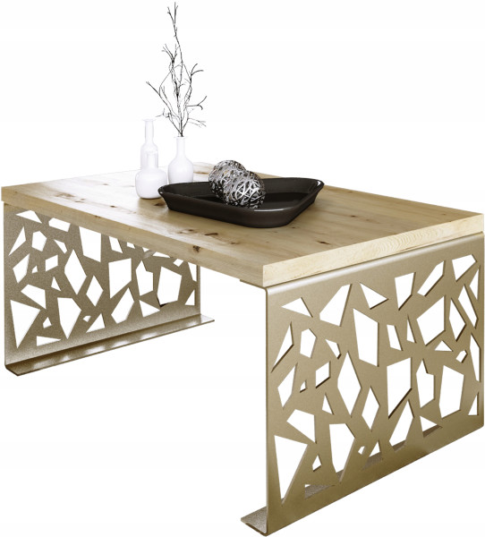 Stolik kawowy Abstrakcja Ława Nowoczesna Loft Metal Złoty+Dąb Artisan 913535