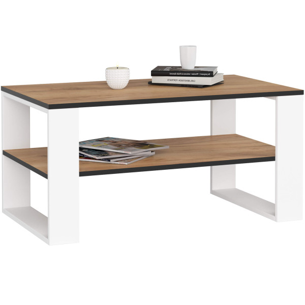 Stolik kawowy AKORD ALEX Dąb Craft, Białe nogi 92x53x45 cm 709756