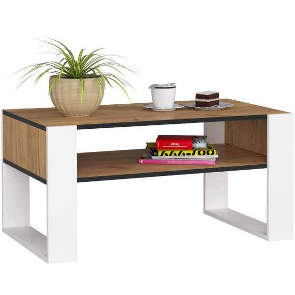 Stolik kawowy AKORD DOMI Dąb Craft 92 cm Biały 92x53x45 cm 303349